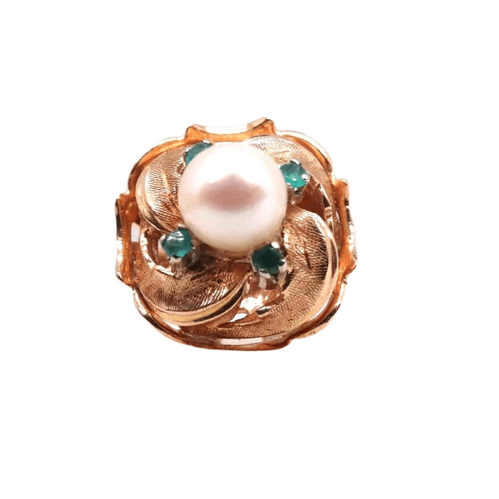 Bague 54 Bague Or Perle fine Emeraudes 58 Facettes 11898