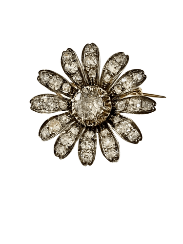 Broche Broche Fleur Diamants Taille Ancienne 58 Facettes 1067847