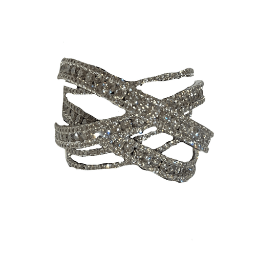 Bague Bague bombée or blanc et diamants 58 Facettes