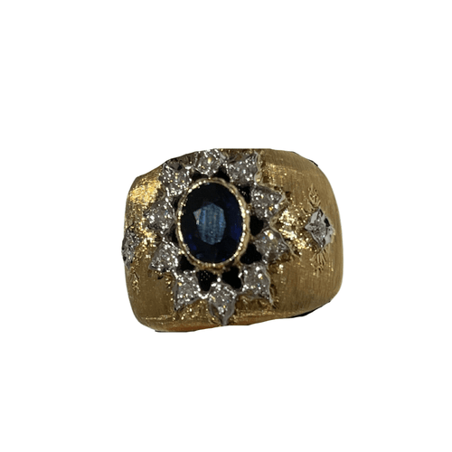 Bague Bague en or brossé Saphir Diamants 58 Facettes