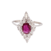 Ring Marquise ring in white gold, rubies and shuttle diamonds 58 Facettes 29917