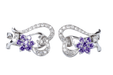 Boucles d'oreilles Boucles d'oreilles coeurs et fleurs en or blanc 18 carats 58 Facettes 111.20995-53