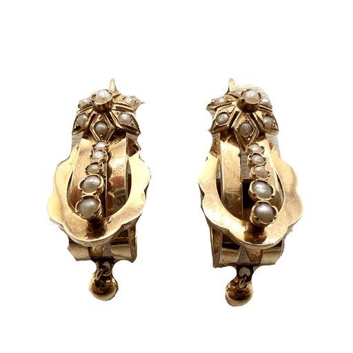 Boucles d'oreilles Boucles d'oreilles poissardes Napoléon III en or rose & perles 58 Facettes 24/10-31