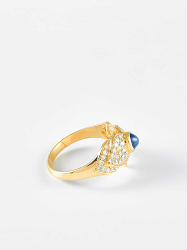 Bague 52 Bague saphir cabochon or jaune et diamants 58 Facettes 812