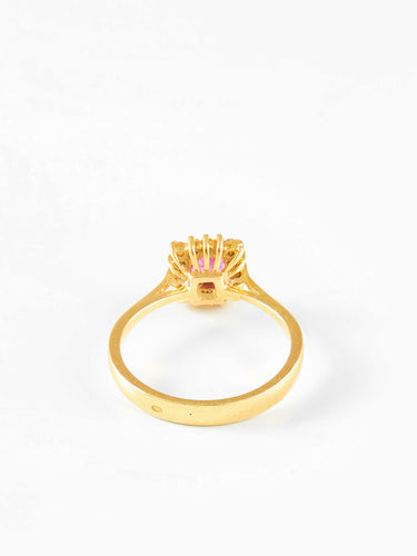 Bague 54 Bague or jaune rubis central et diamants 58 Facettes 761