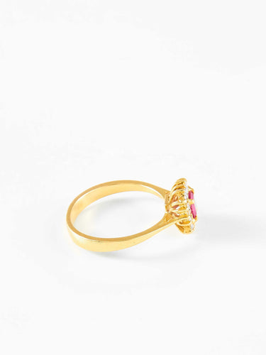 Bague 54 Bague or jaune rubis central et diamants 58 Facettes 761