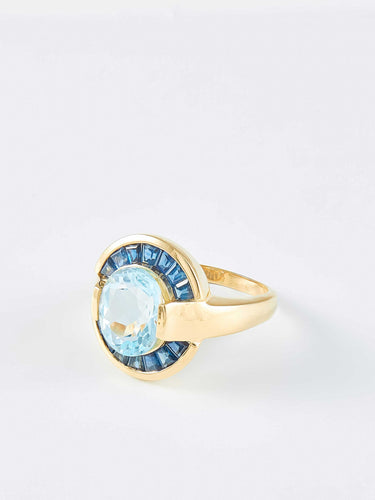 Bague 56 Bague or jaune, saphirs et topaze 58 Facettes 931