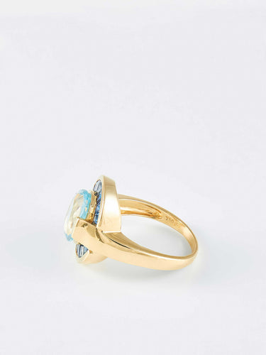 Bague 56 Bague or jaune, saphirs et topaze 58 Facettes 931