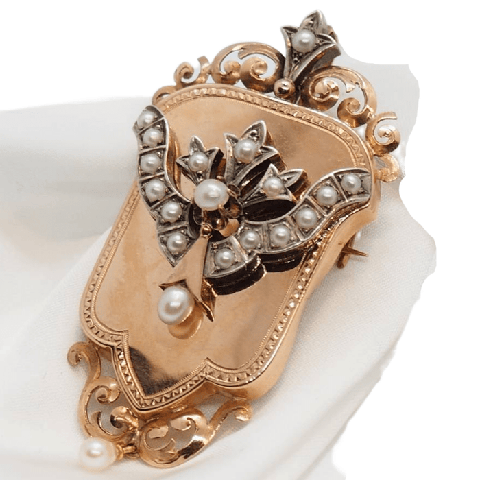 Broche Broche pendentif Napoléon III or rose perles 58 Facettes 28930