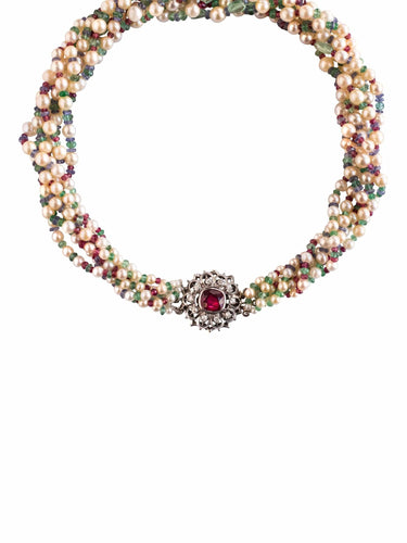 Collier Collier Perles, Emeraudes, Saphirs, Rubis et Spinelles 58 Facettes 03-134-4188853