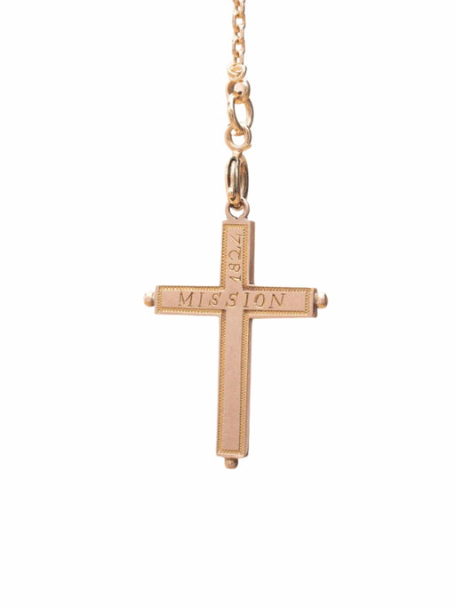 Pendentif Croix formant reliquaire en or rose 18K (750°/00) gravée sur le dessus de la mention "MISSION 1824" 58 Facettes 762902