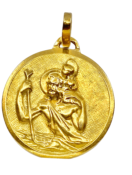 Médaille Saint Christophe Or 18kts Luminosité 18mm P8090-818