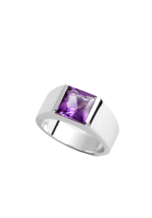 Ring 53 CARTIER Tank Amethyst Ring 750/1000 White Gold 58 Facettes 64610-60757