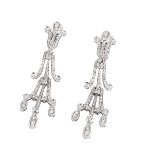 Boucles d'oreilles Boucles pendantes en or gris, diamants 58 Facettes