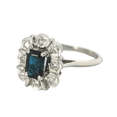 Bague Bague or blanc diamants et saphir 58 Facettes 25585