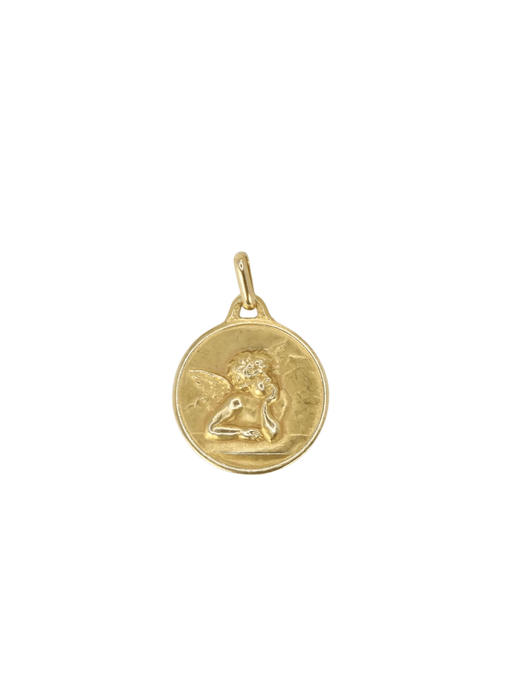 Pendentif AUGIS - Médaille Ange Raphael Or jaune années 1950 58 Facettes J247