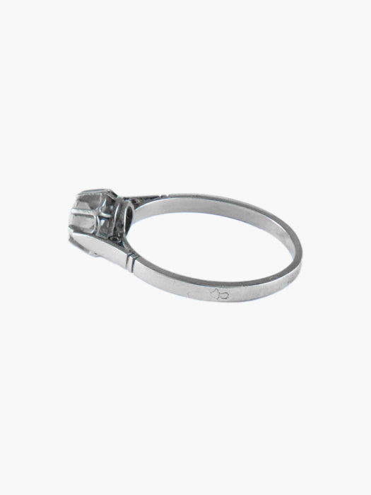 Bague 54 Solitaire ancien Or blanc 58 Facettes