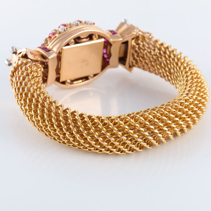 Montre Montre Bracelet Vintage en Or, Rubis et Diamants 58 Facettes