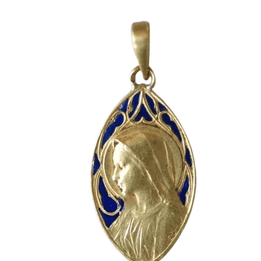 Collier Dropsy - Médaille or émail Vierge Marie 58 Facettes