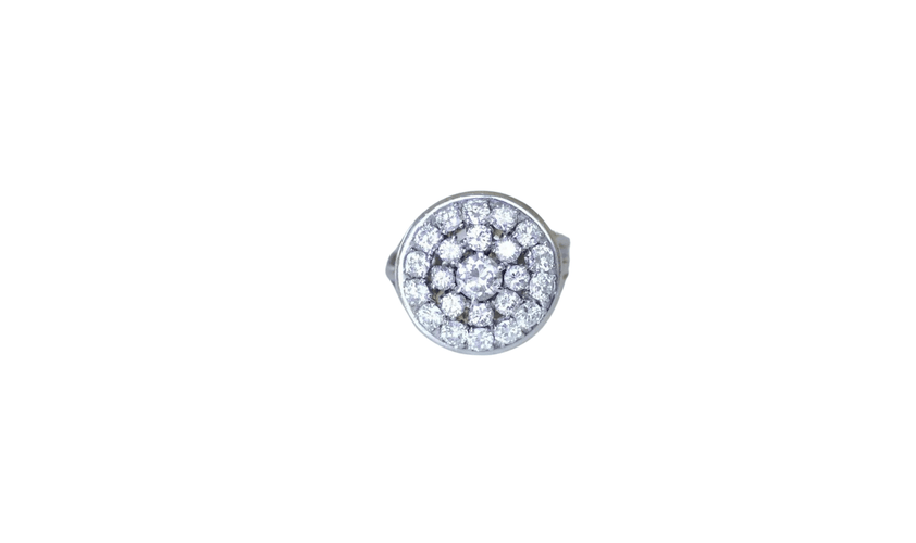 Bague 55 Bague ronde Or blanc Platine Diamants 58 Facettes