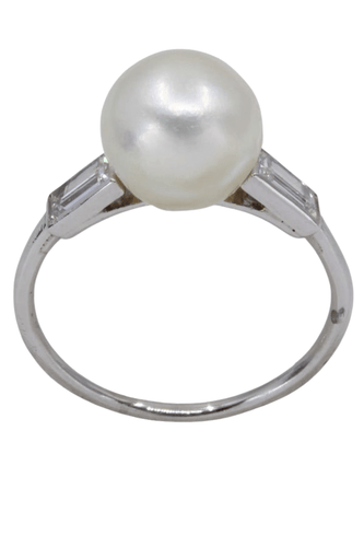 Bague BAGUE PERLE ET DIAMANTS BAGUETTES 58 Facettes 059851