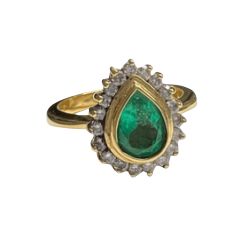 Bague 56 Bague contemporaine en or 18 ct avec émeraudes et diamants 58 Facettes Q357A