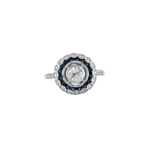 Bague 54 Bague style Art Déco Diamant Saphirs 58 Facettes