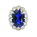 Platinum synthetic sapphire and diamond pompadour ring 58 Facettes 85