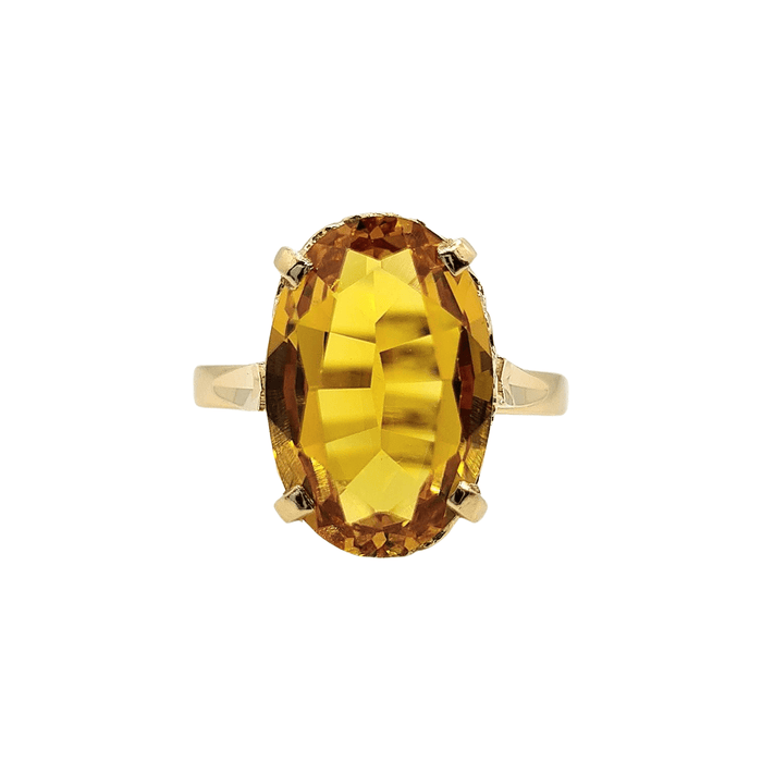 Bague 57 Bague Or jaune Saphir orange 58 Facettes 455