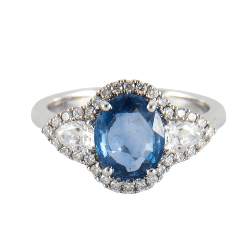 Bague 52 Bague Saphir Ceylan non chauffé 2.14ct et Diamants 58 Facettes