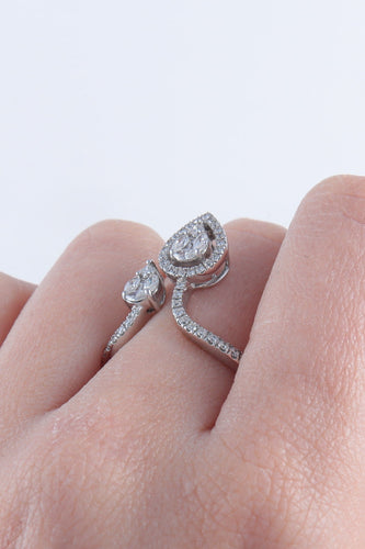 Bague Bague Or Blanc, Pavage en diamants 58 Facettes