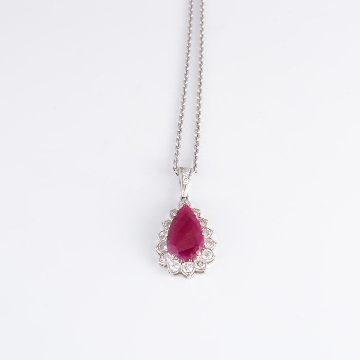 Collier Collier Pendentif Rubis Diamants 58 Facettes 1