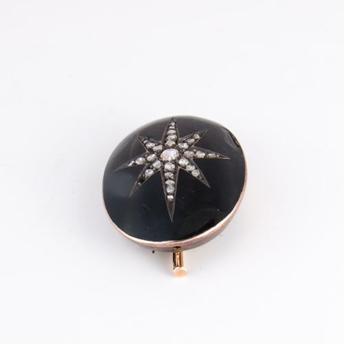 Bracelet Bracelet et broche de deuil émaillés noir Diamants 58 Facettes 1