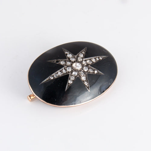 Bracelet Bracelet et broche de deuil émaillés noir Diamants 58 Facettes 1