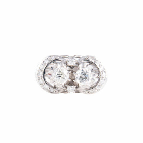 Bague Bague Art Déco Platine Diamants 58 Facettes 0