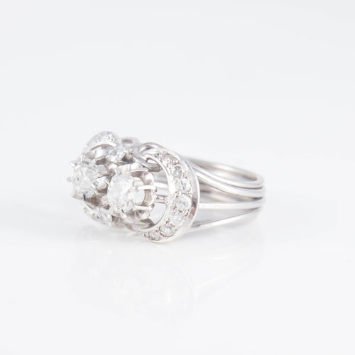 Bague Bague Art Déco Platine Diamants 58 Facettes 0