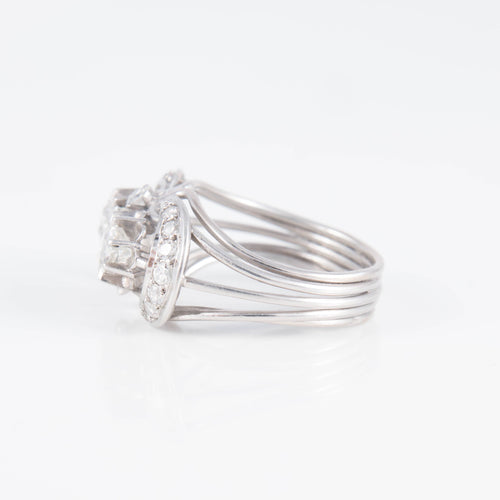 Bague Bague Art Déco Platine Diamants 58 Facettes 0