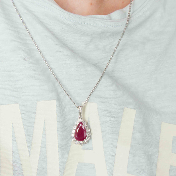 Collier Collier Pendentif Rubis Diamants 58 Facettes 1