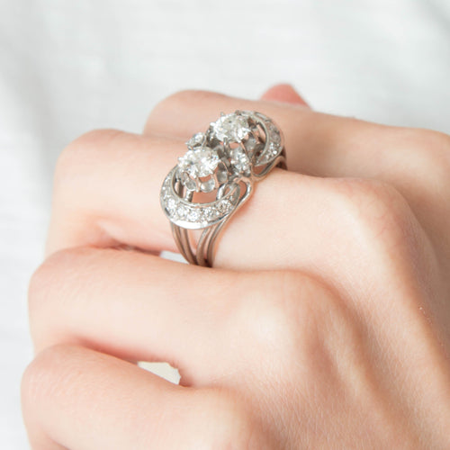 Bague Bague Art Déco Platine Diamants 58 Facettes 0