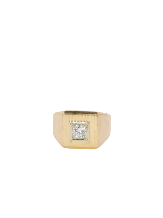 Bague 56.5 Bague chevalière Or jaune Diamants 58 Facettes J142