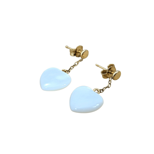 Boucles d'oreilles Boucles d'oreilles cœur en or jaune et nacre 58 Facettes 24961