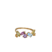 Ring Yellow gold aquamarine amethyst and citrine ring 58 Facettes 20623