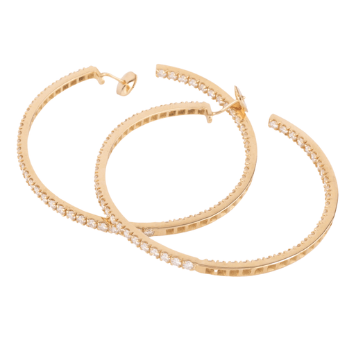 Boucles d'oreilles Créoles Or Jaune Pavées de Diamants 58 Facettes 1