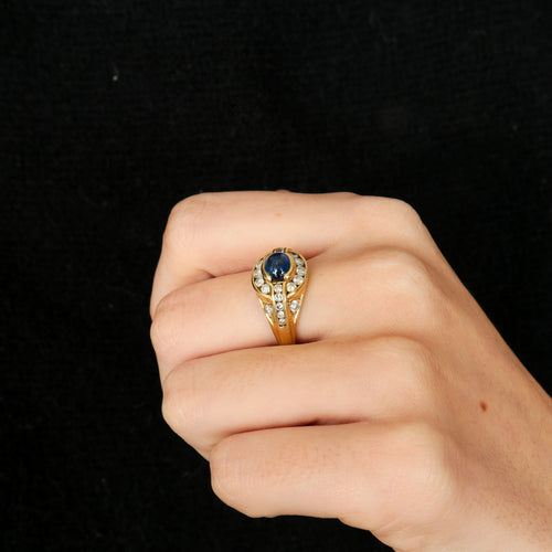 Bague 51 Bague Saphir cabochon 20 Diamants 58 Facettes FM106