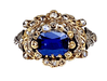 Ring 51 Unheated sapphire diamond ring 19th century period. 58 Facettes AB271
