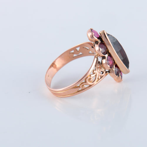 Bague 58 Bague Marquise grenats de Perpignan, fin XIXème 58 Facettes