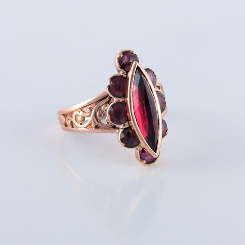 Bague 58 Bague Marquise grenats de Perpignan, fin XIXème 58 Facettes