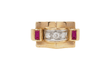 Bague 51 Bague Tank Or jaune Diamants Rubis 58 Facettes 29450