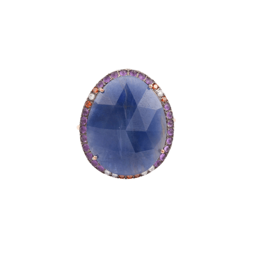 Bague Bague racine Saphir Améthystes Diamants Or Rose 58 Facettes B345