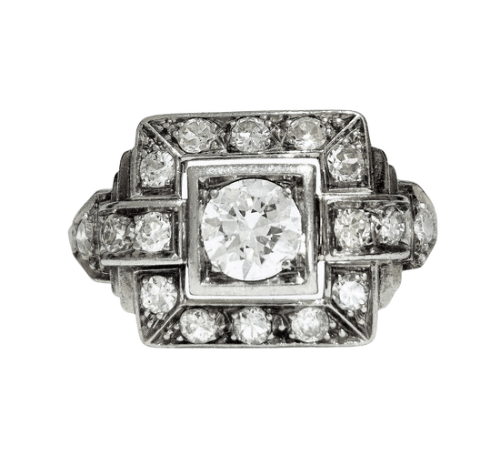 Bague 59 Bague Art Déco Diamants 58 Facettes 1-990/1